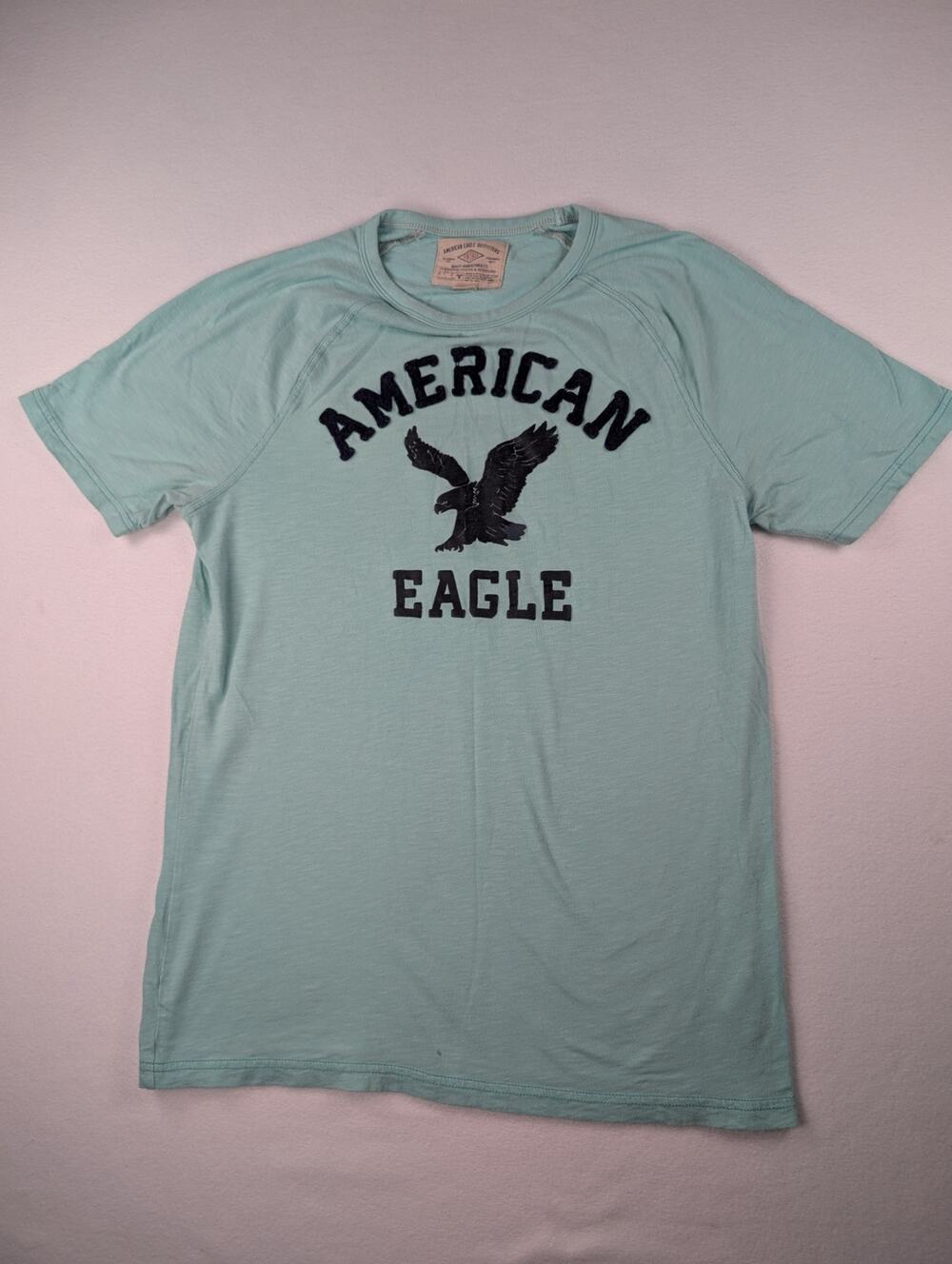 American Eagle Outfitters Men’s Medium Aqua Blue Eagle Logo Graphic T-Shirt